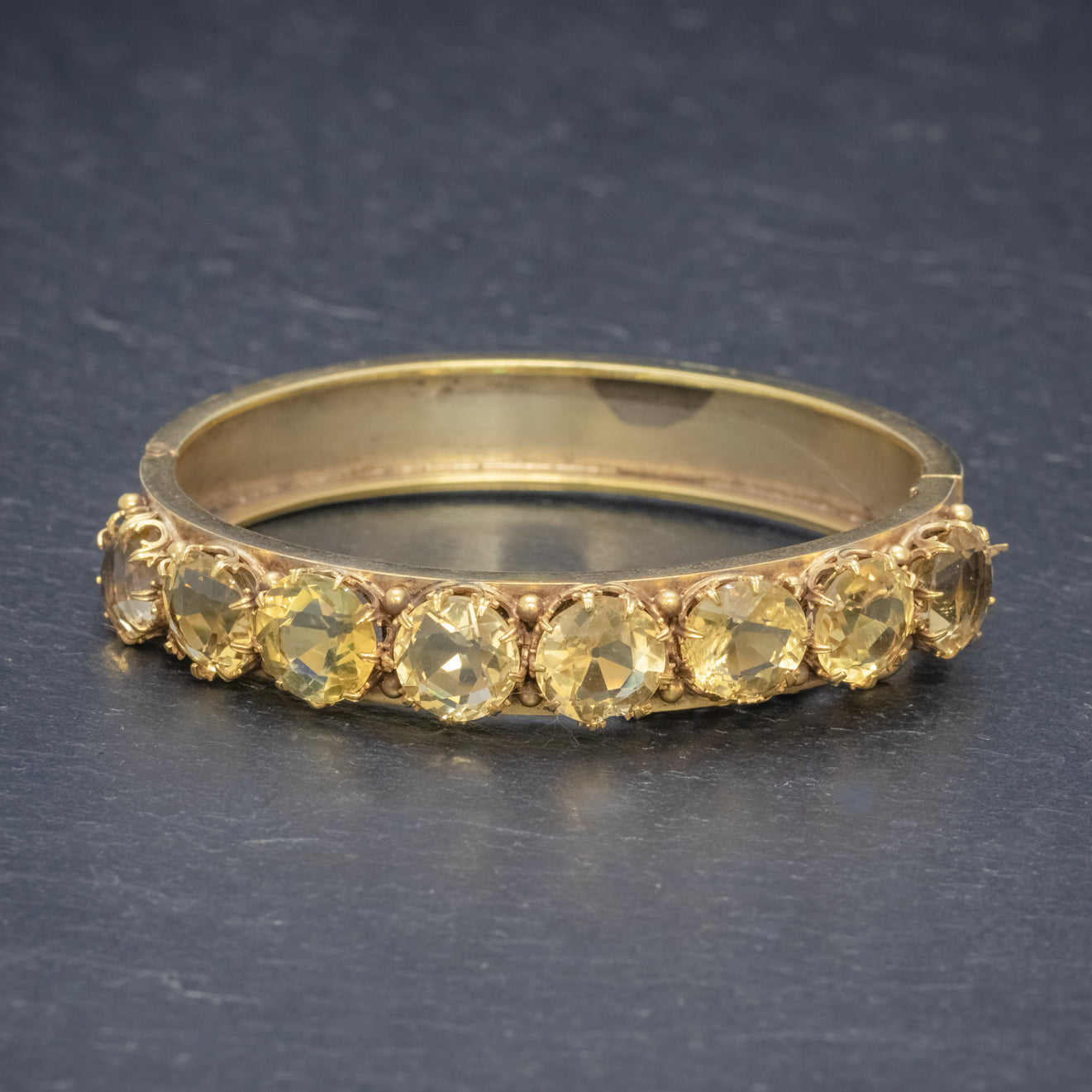 Antique Victorian Citrine Bangle Silver 18Ct Gold Gilt Circa 1900