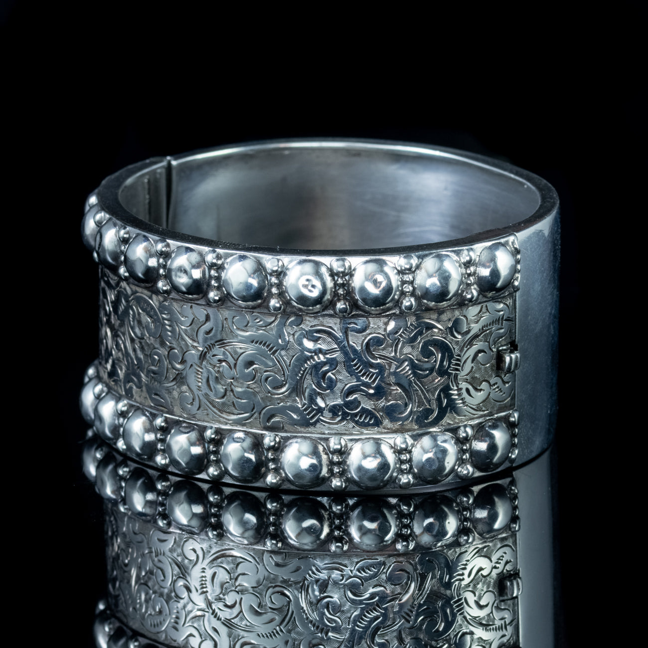 Antique Victorian Cuff Bangle Sterling Silver Circa 1880